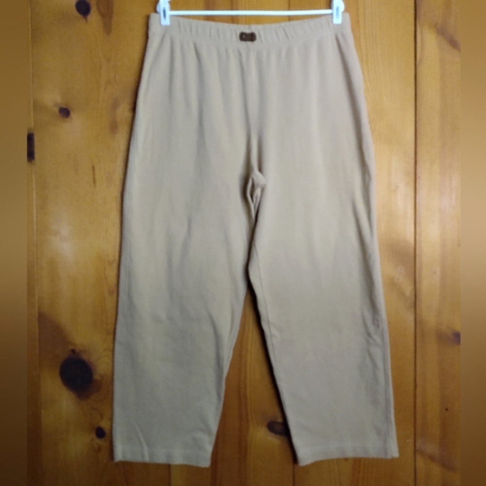 White Stag Cotton Knit Cropped Elastic Waist Pull On Pants